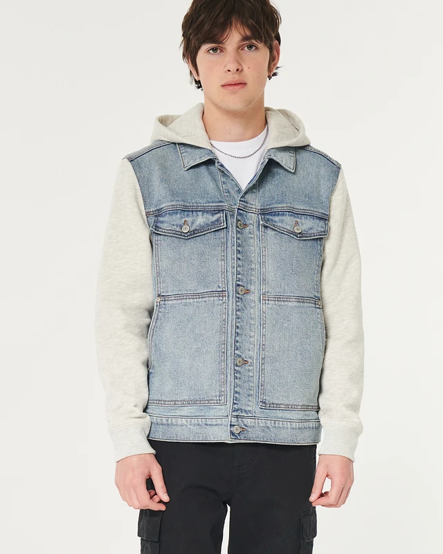 Hollister hooded jean jacket sales
