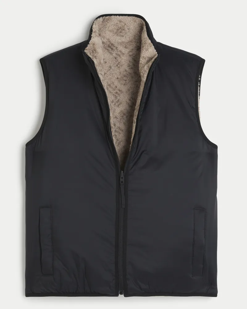 Hollister Reversible Faux Shearling Puffer Vest CoolSprings Galleria