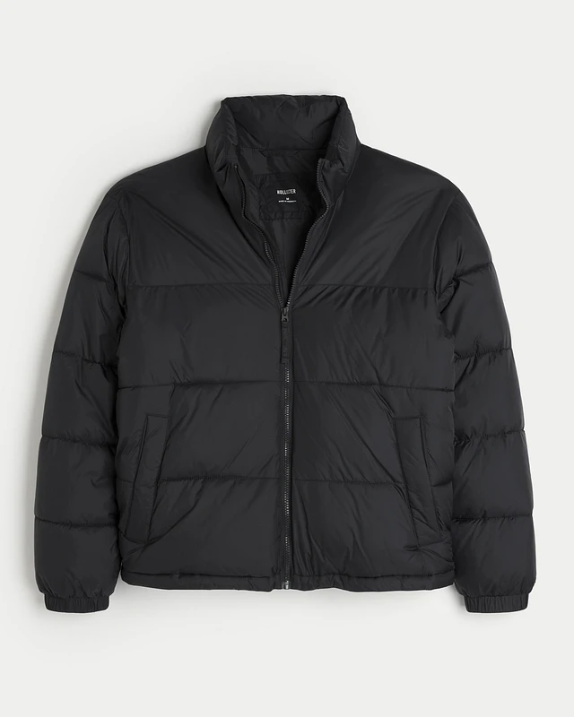 Hollister mockneck puffer jacket red deals