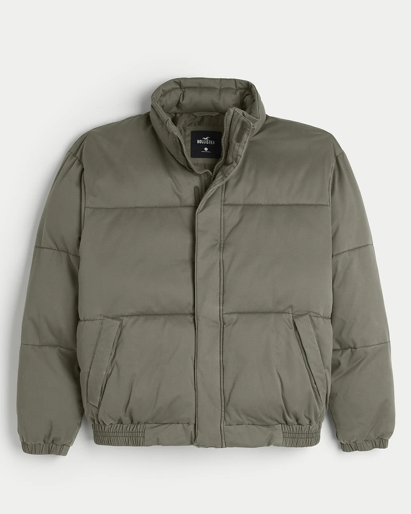 Mock neck puffer jacket hollister discount