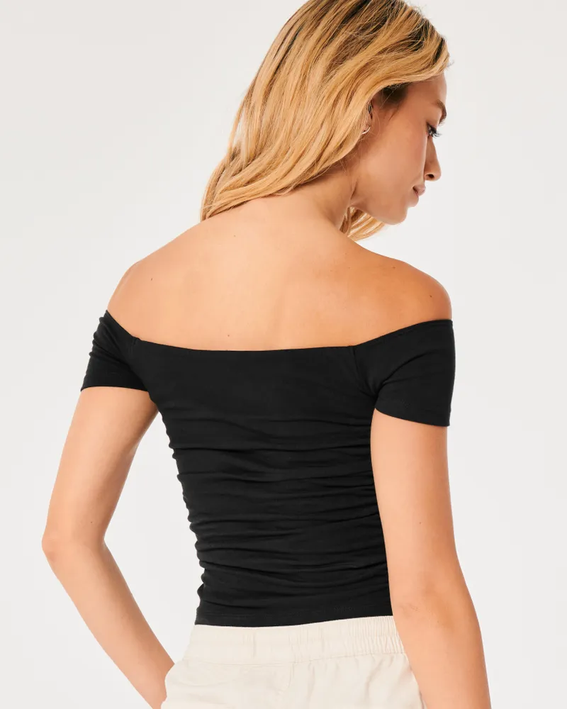 Hollister striped off the shoulder top top