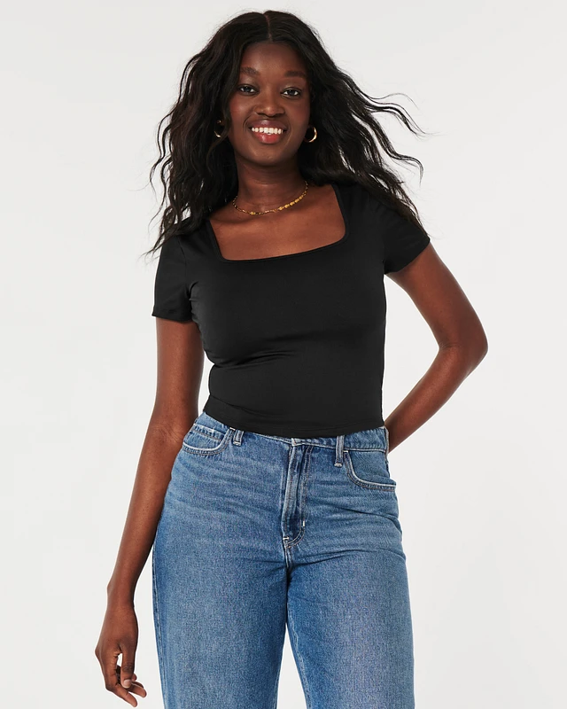 Hollister Seamless Fabric Square-Neck Baby Tee | Connecticut