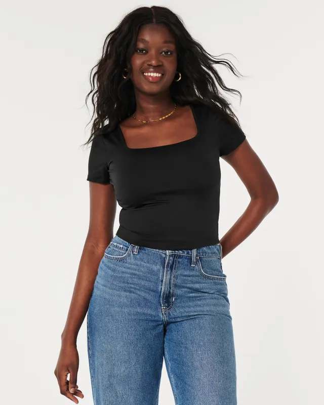 Hollister square neck top on sale