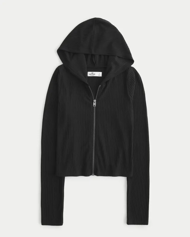 Hollister black top zip hoodie