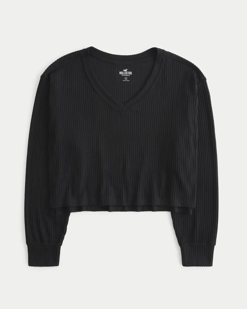 Hollister Easy Cozy Ribbed V Neck Top Hamilton Place