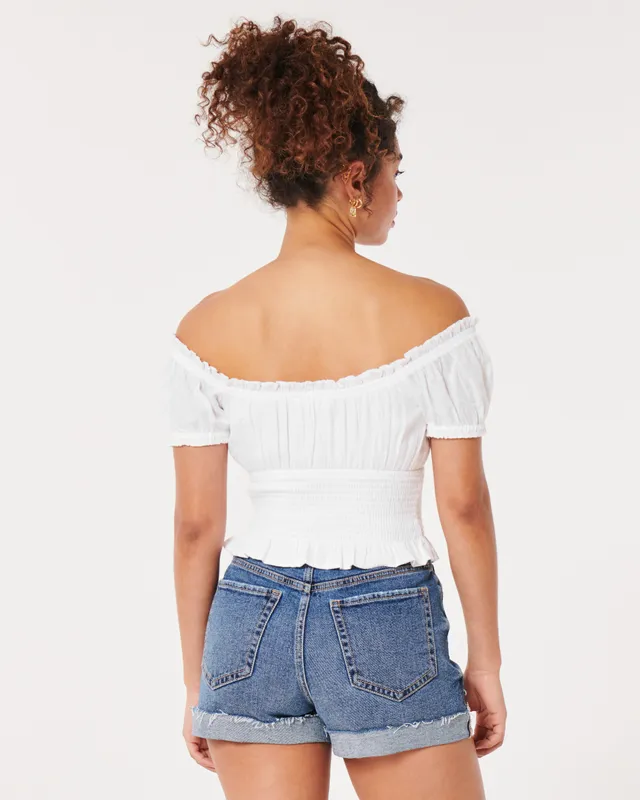 Hollister Shirred Off the Shoulder Top Mall of America