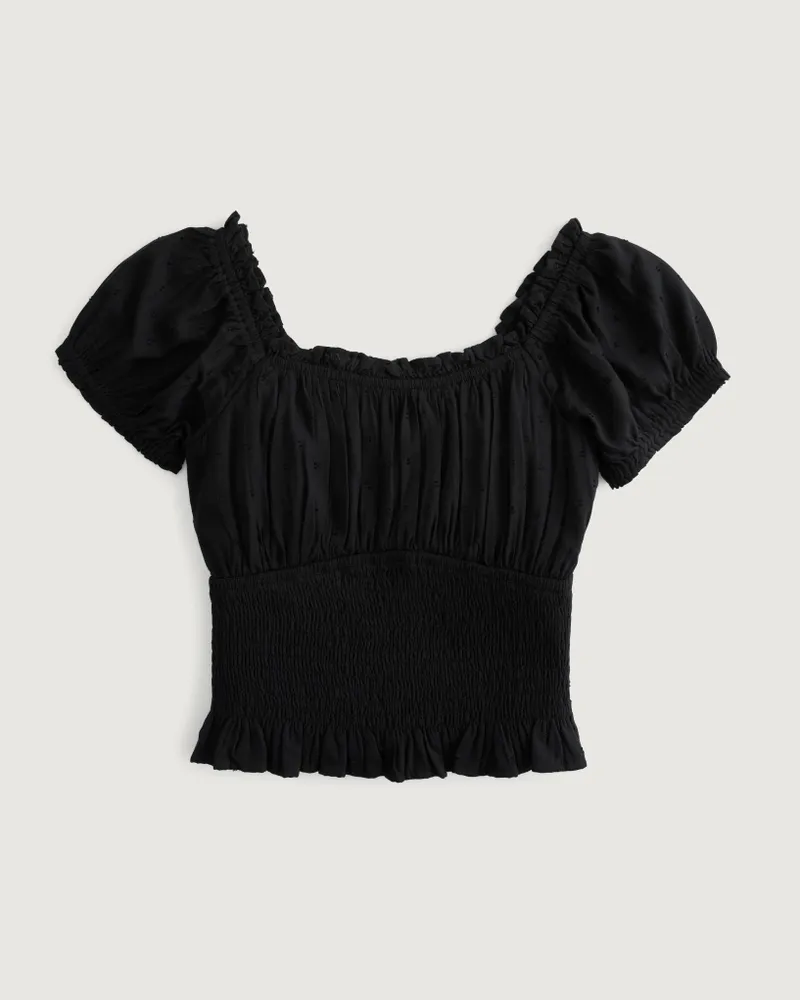Hollister smocked off hot sale the shoulder top