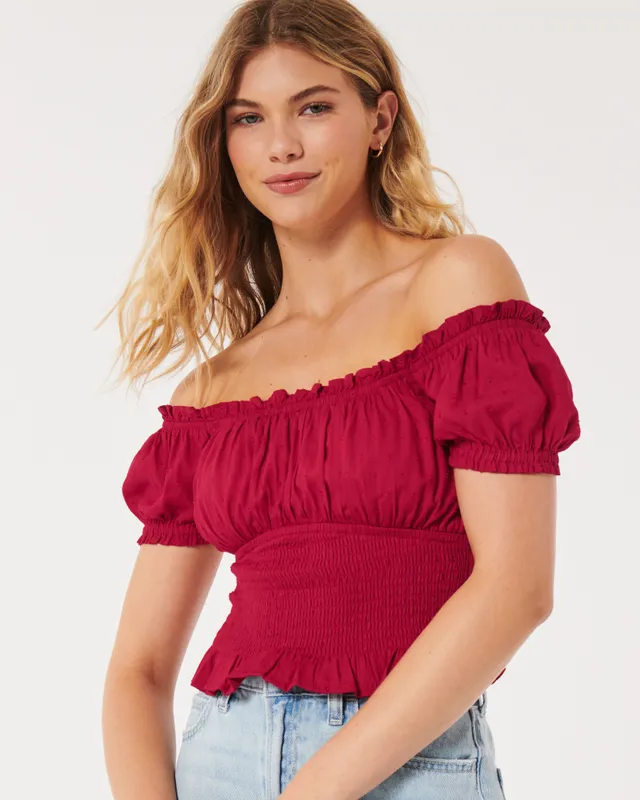 Hollister Shirred Off the Shoulder Top Mall of America