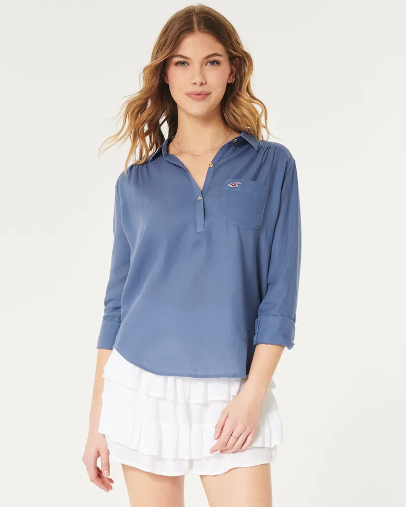 Hollister popover discount shirt