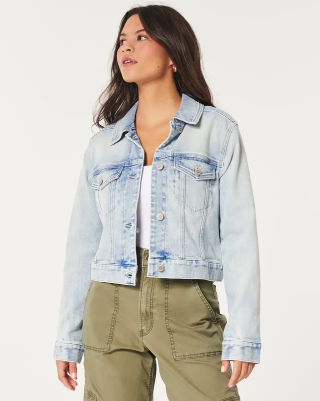 Hollister Light Wash Crop Denim Jacket Hamilton Place
