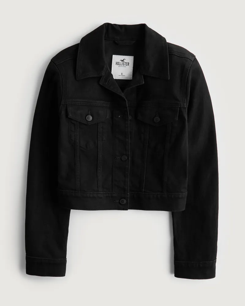 Black jean jacket hollister clearance