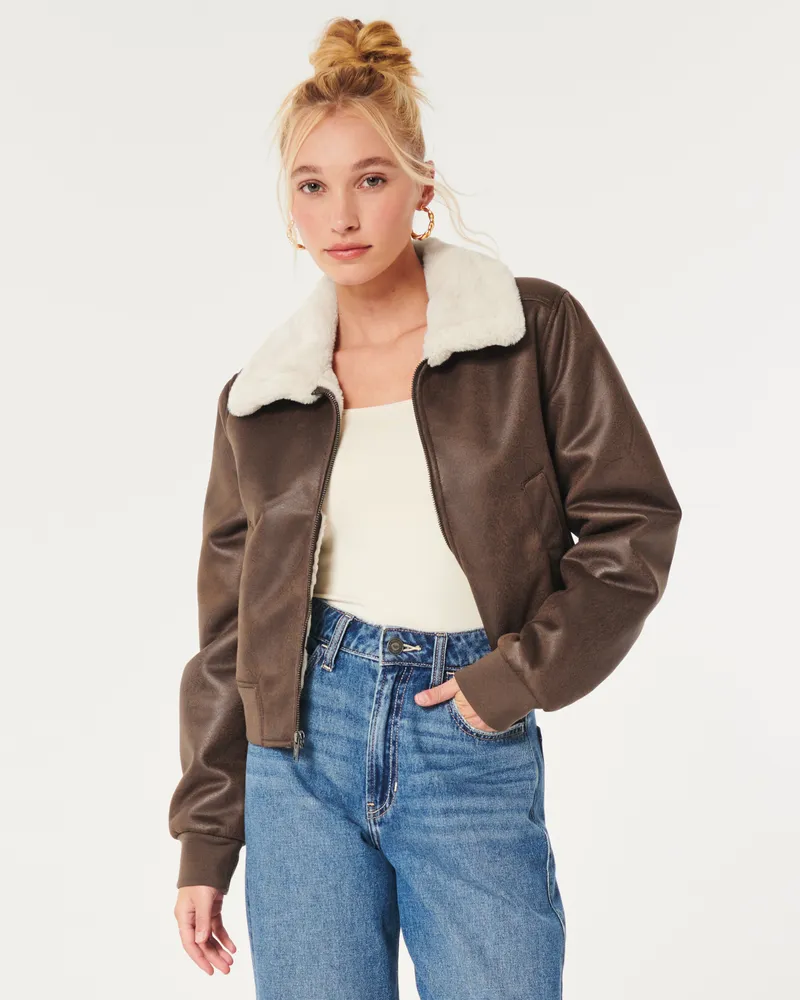 Hollister suede jacket clearance