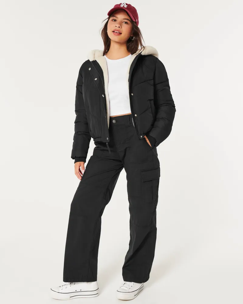 Fur lined hooded puffer jacket store