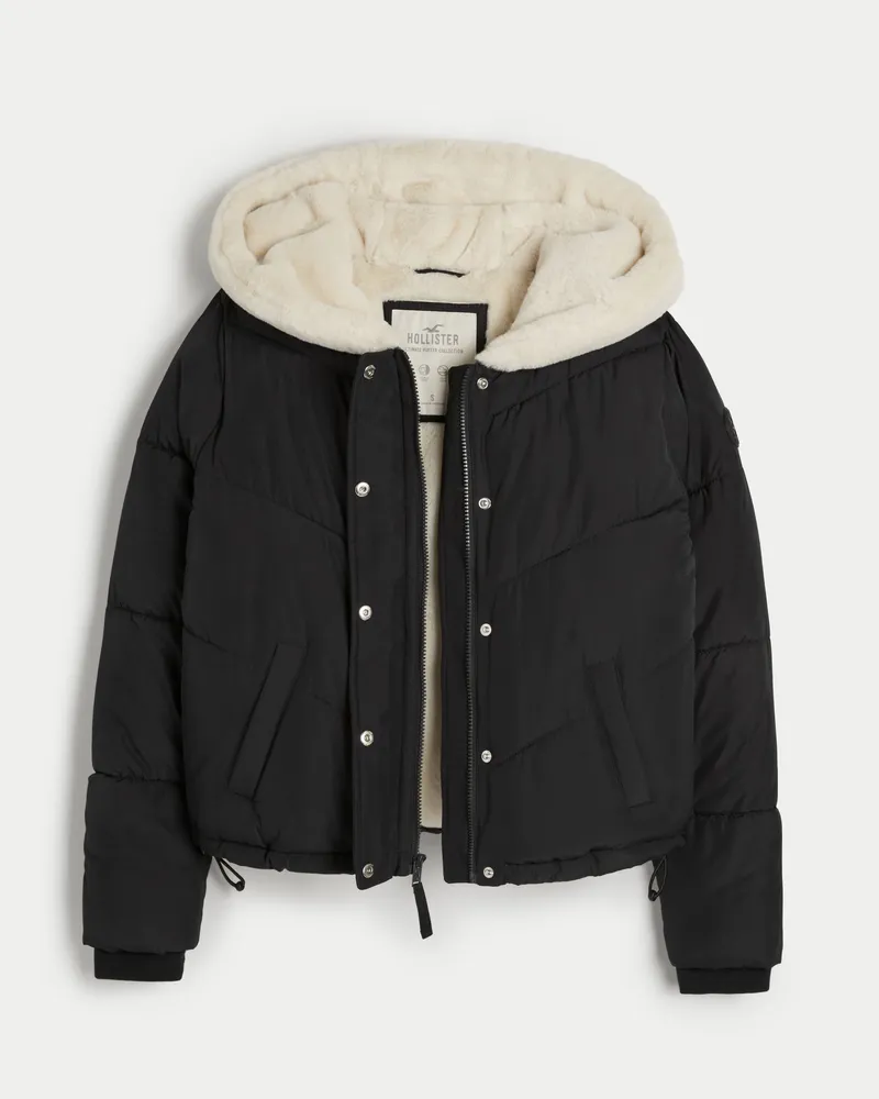 Fur lined discount hooded puffer jacket