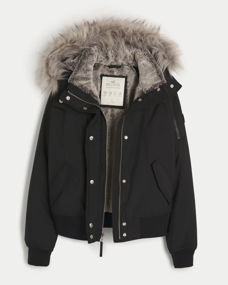 Hollister oversized faux fur coat deals