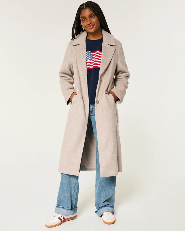 Hollister Wool Blend Longline Coat at Hamilton Place in