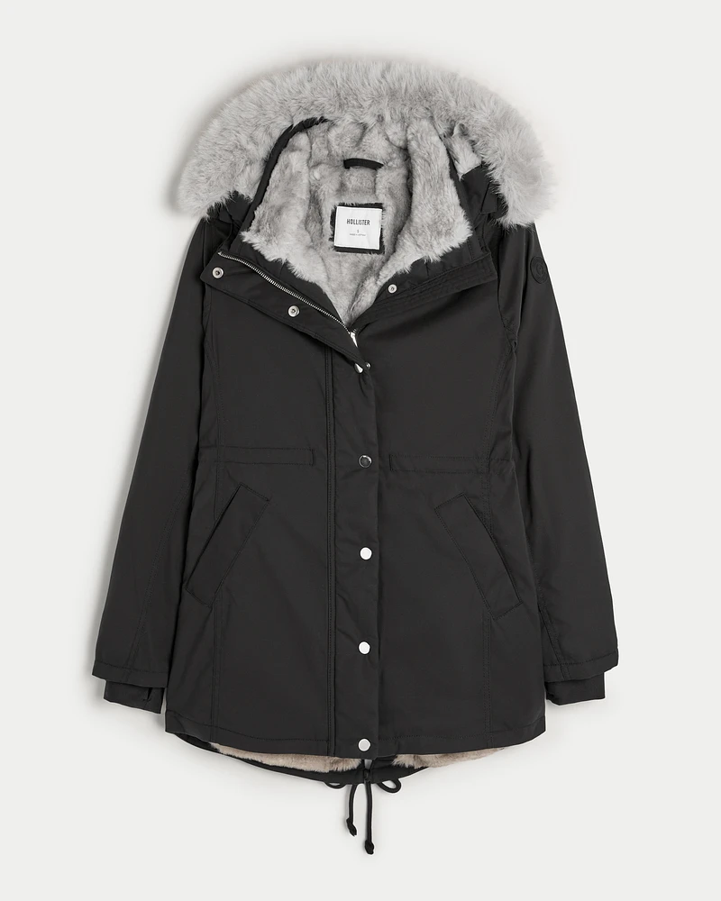 Hollister faux fur lined parka best sale