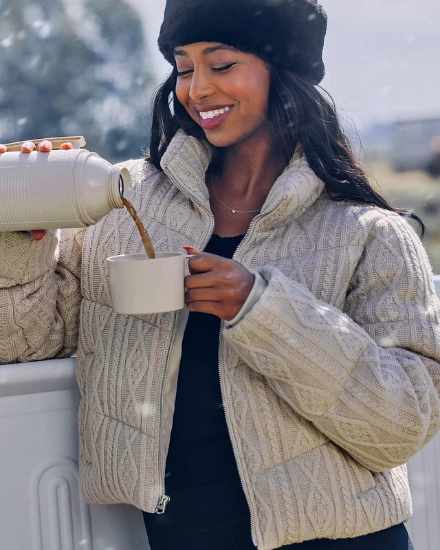 Hollister Sweater-Knit Mini Puffer Jacket at Hamilton Place in