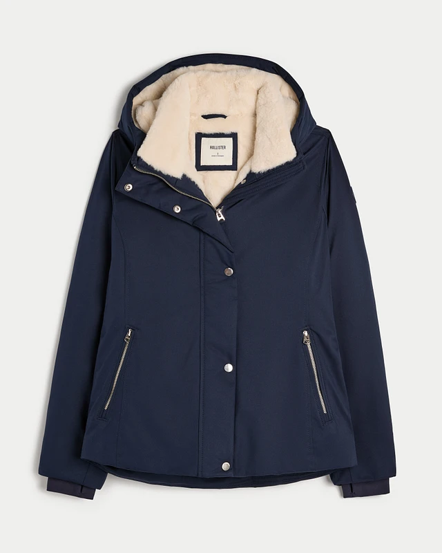 Navy faux fur lined luxe parka store