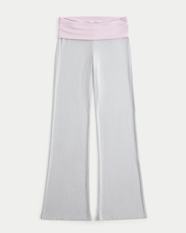 Hollister Foldover Waist Cozy Knit Flare Pants | Liberty Center