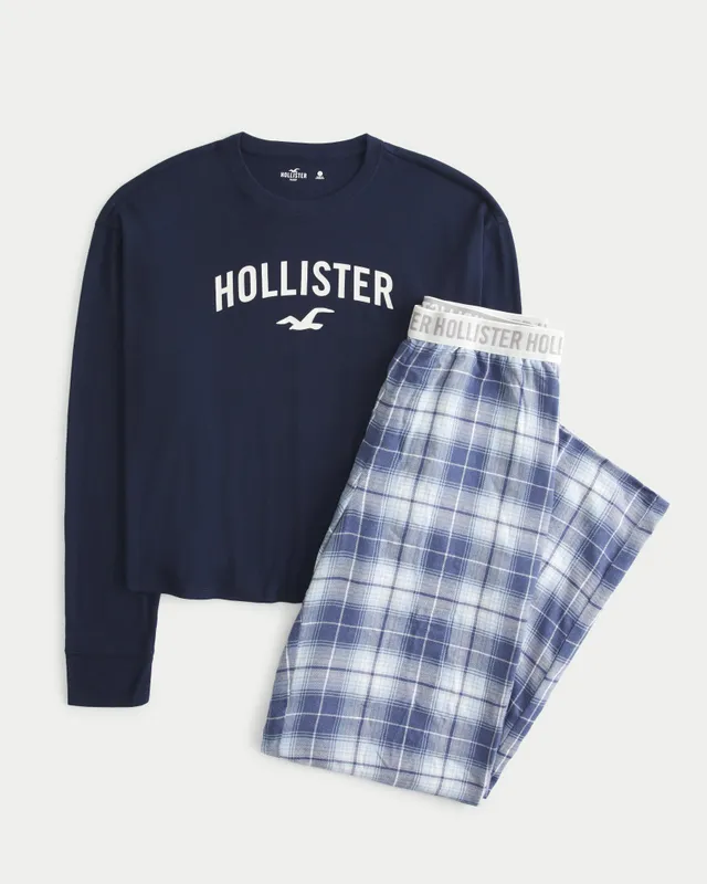 Hollister Long Sleeve Tee Wide Leg Pajama Pants Sleep Set