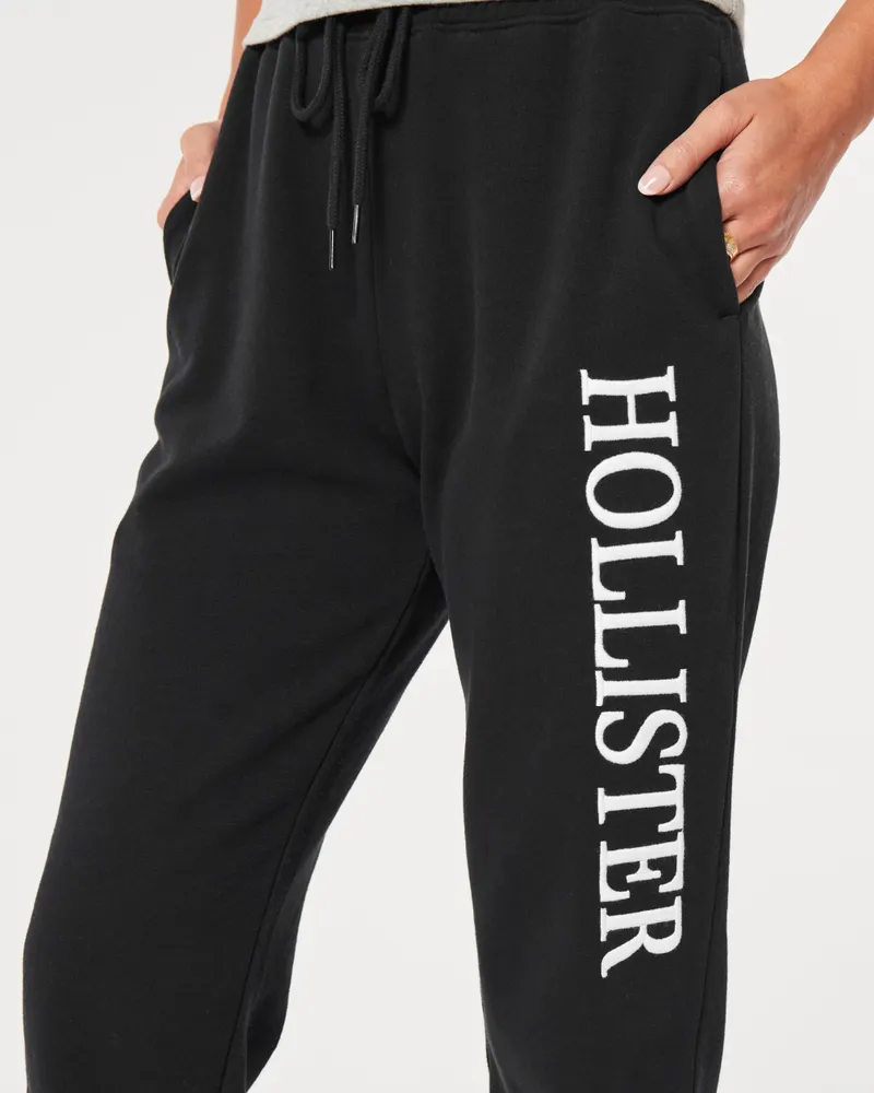 High rise logo sales fleece joggers hollister