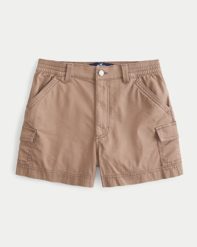 Hollister Ultra High Rise Cream Twill Cargo Mom Shorts Bramalea