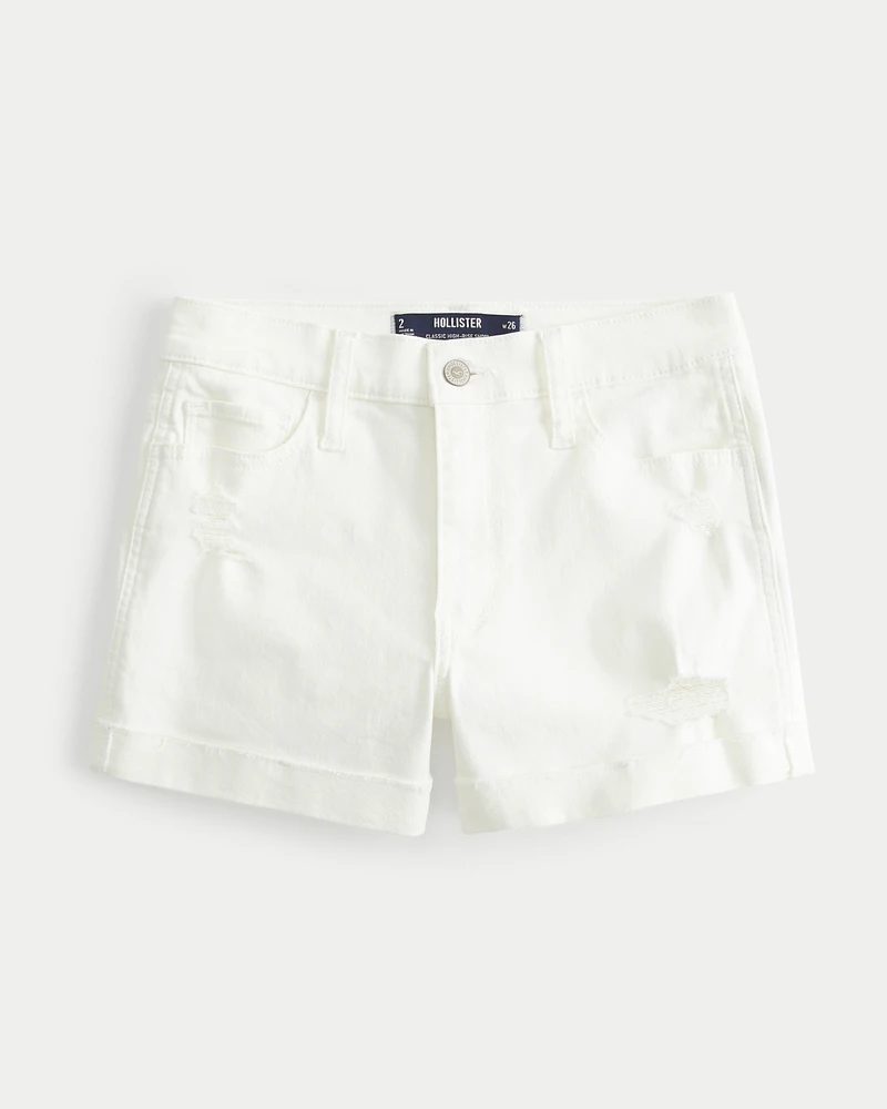 White ripped high waisted shorts discount