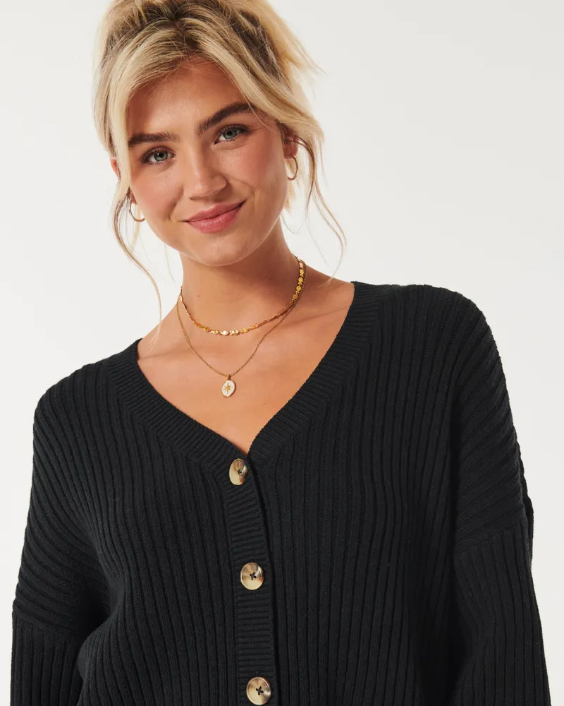 Hollister ribbed cardigan hotsell