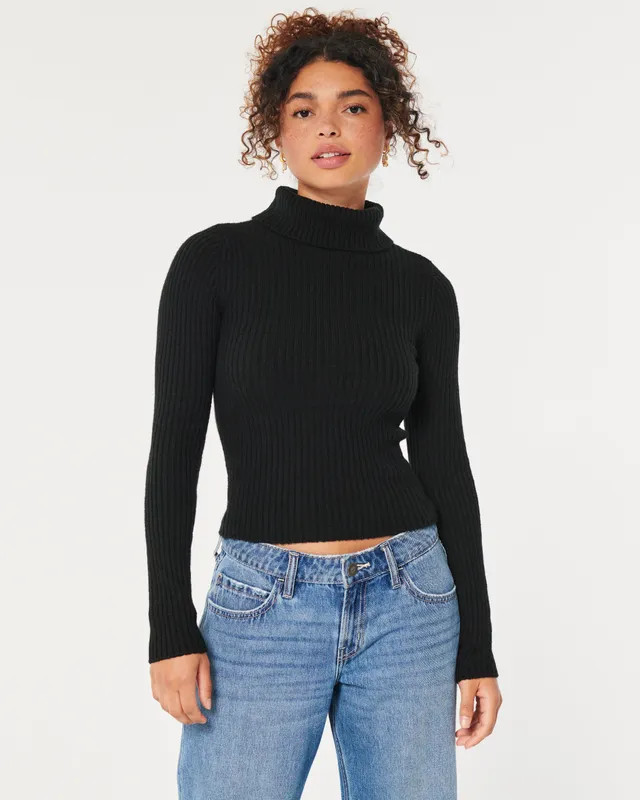 Ribbed turtleneck sweater hollister sales