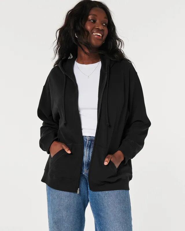 Hollister black sales zip up hoodie