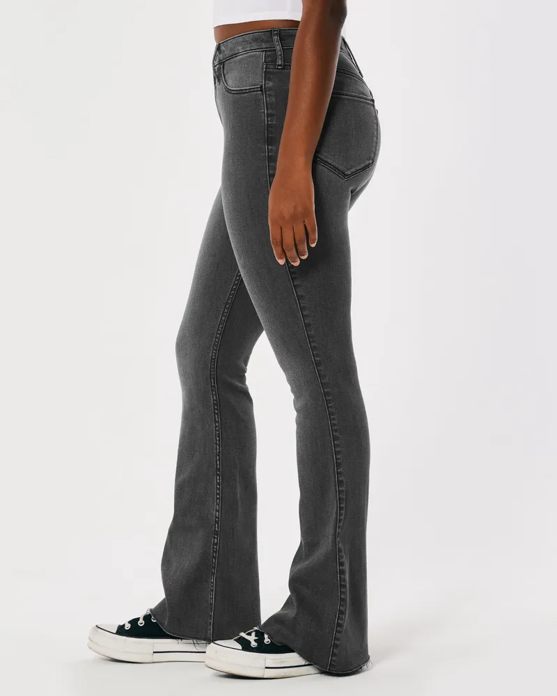 Hollister Curvy High Rise Faded Black Flare Jeans Bramalea City