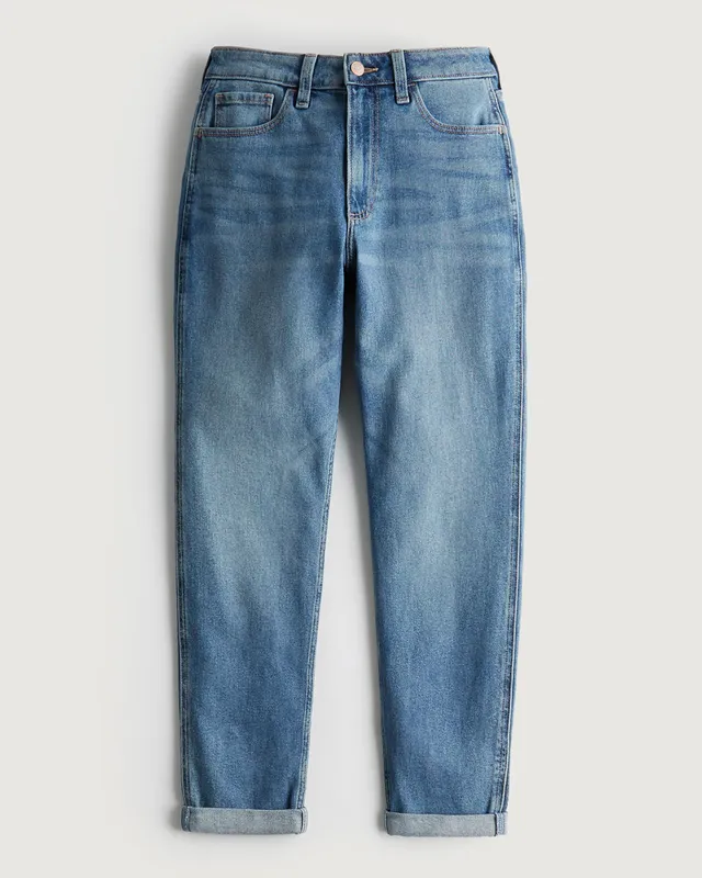 Hollister Curvy High Rise Medium Wash Mom Jeans CoolSprings Galleria