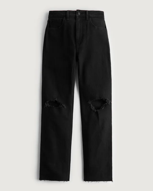 Ripped black jeans best sale hollister