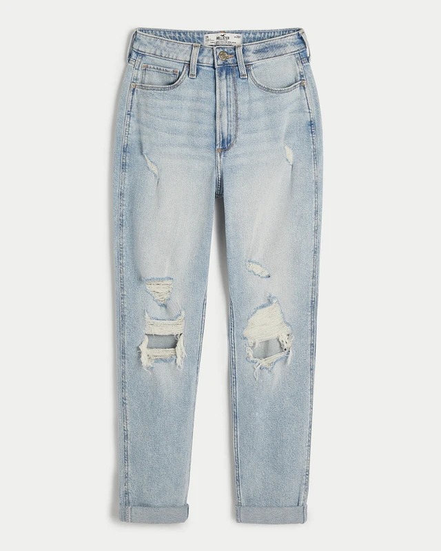 Light blue ripped jeans hollister discount