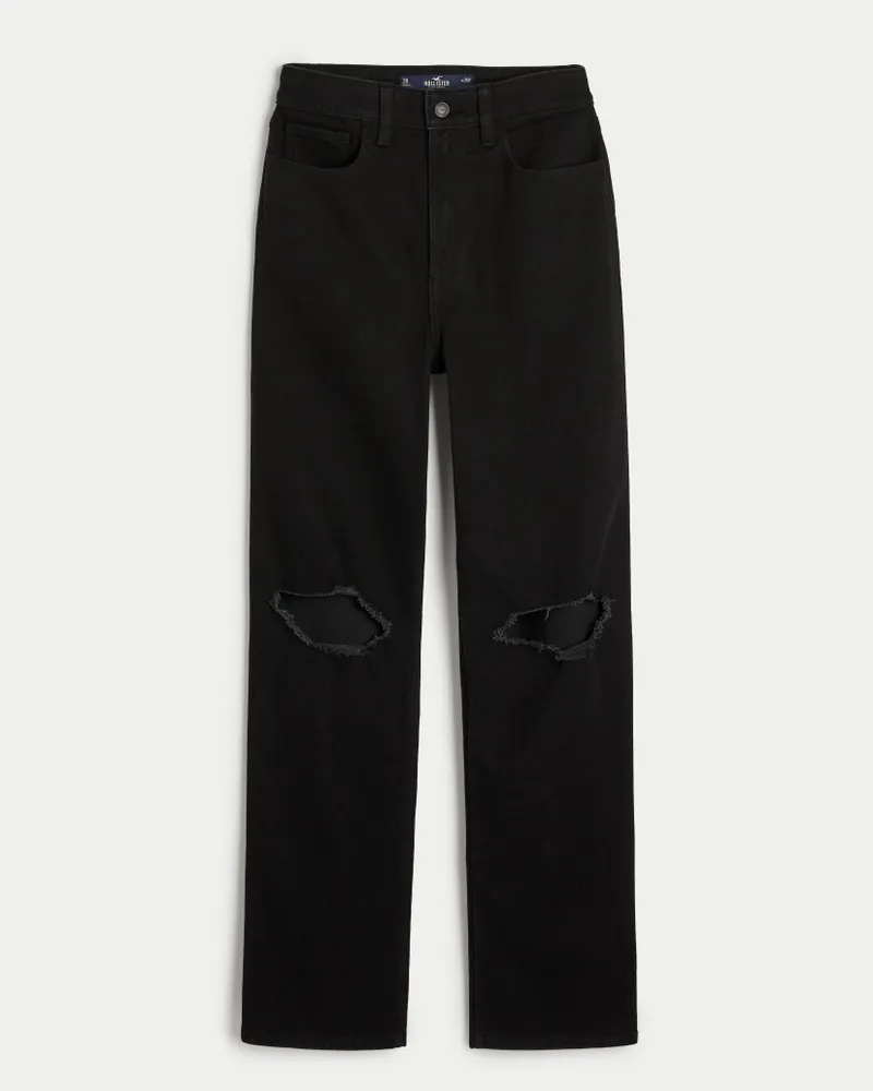 High waisted black deals ripped jeans hollister