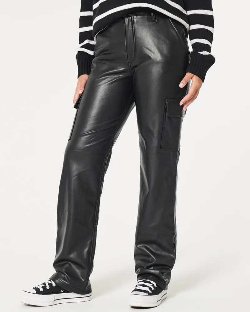 Hollister Ultra HighRise Vegan Leather Cargo Dad Pants Mall of America®