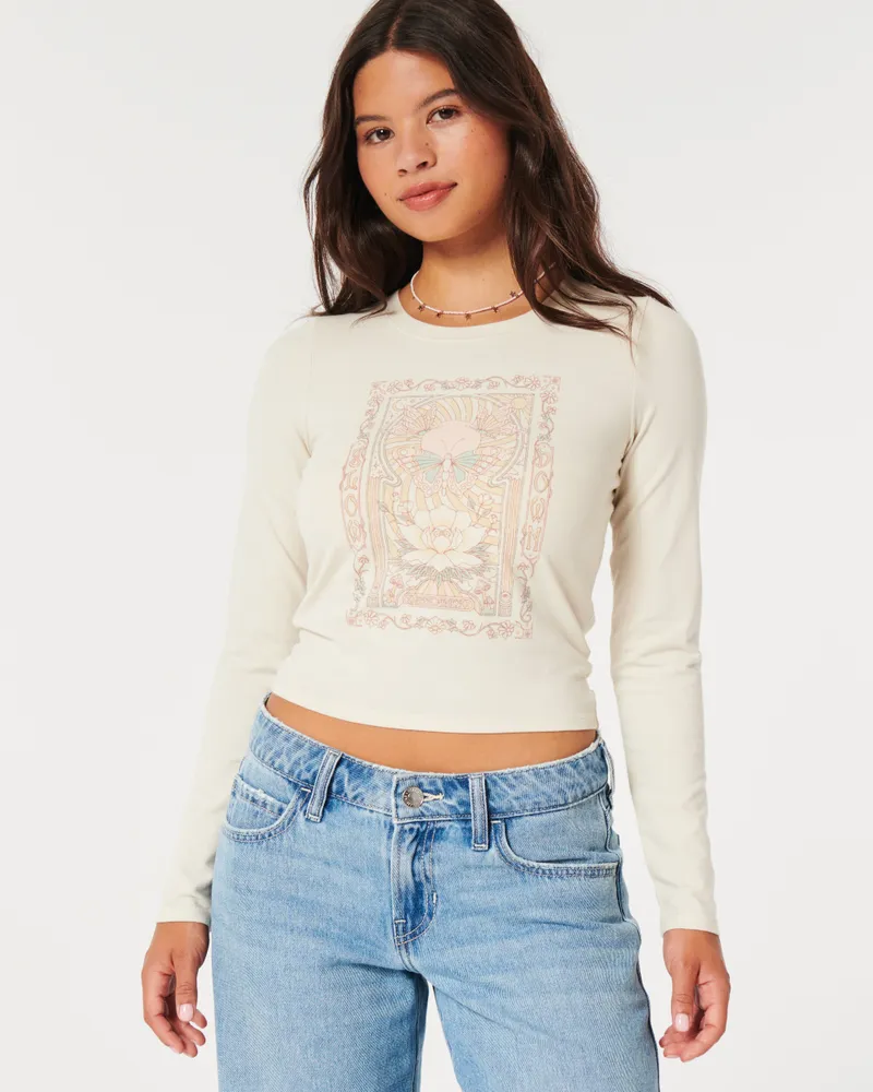 Hollister crop boyfriend graphic tee outlet