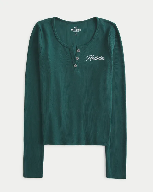 Hollister Ribbed Logo Henley CoolSprings Galleria