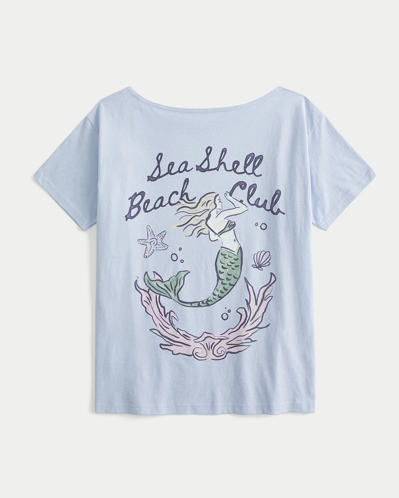 Hollister Oversized Off-the-Shoulder Sea Shell Beach Club