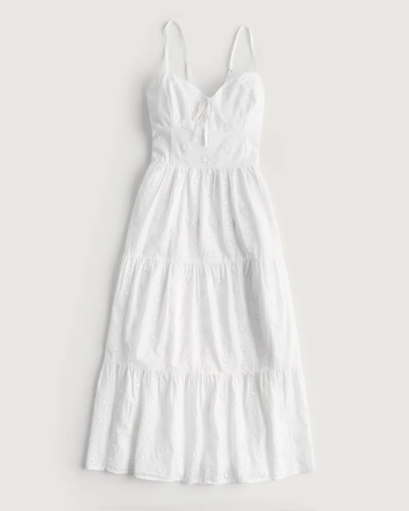 Hollister Tie Back Eyelet Midi Dress CoolSprings Galleria