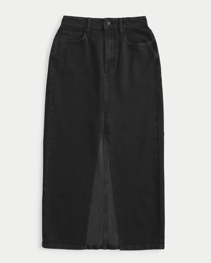 Hollister black jean skirt online