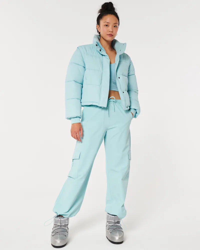Hollister blue puffer jacket hotsell