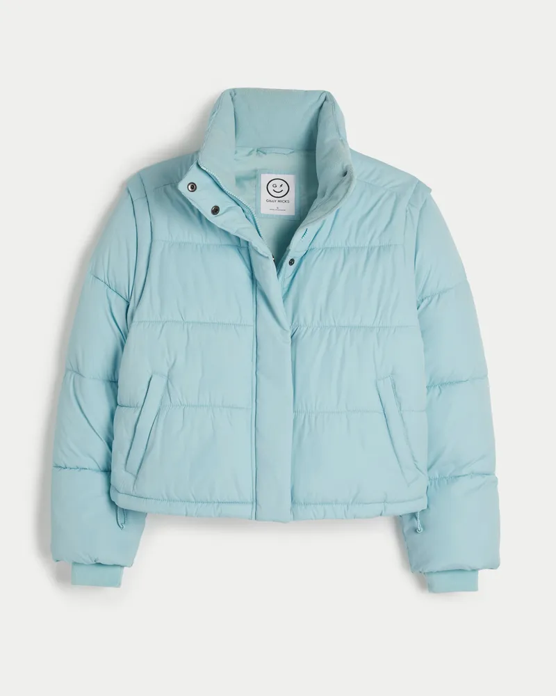 Hollister blue puffer jacket outlet