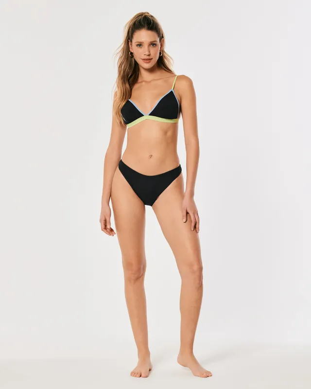 Ribbed triangle store bikini top hollister