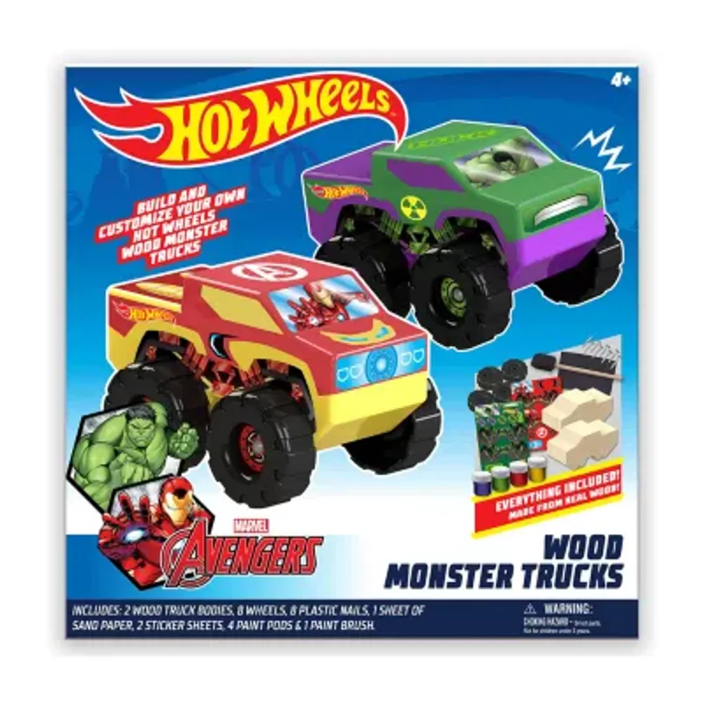 Hot Wheels Diy Toy Wood Monster Trucks 2 Pack Marvel Advengers Hulk And Ironman Plaza Las