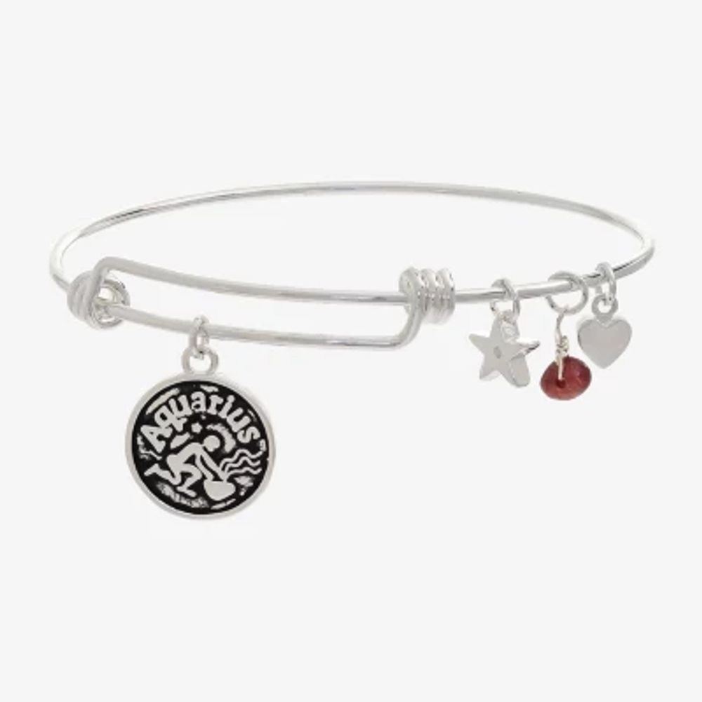 Sparkle Allure Zodiac Pure Silver Over Brass Round Bangle Bracelet