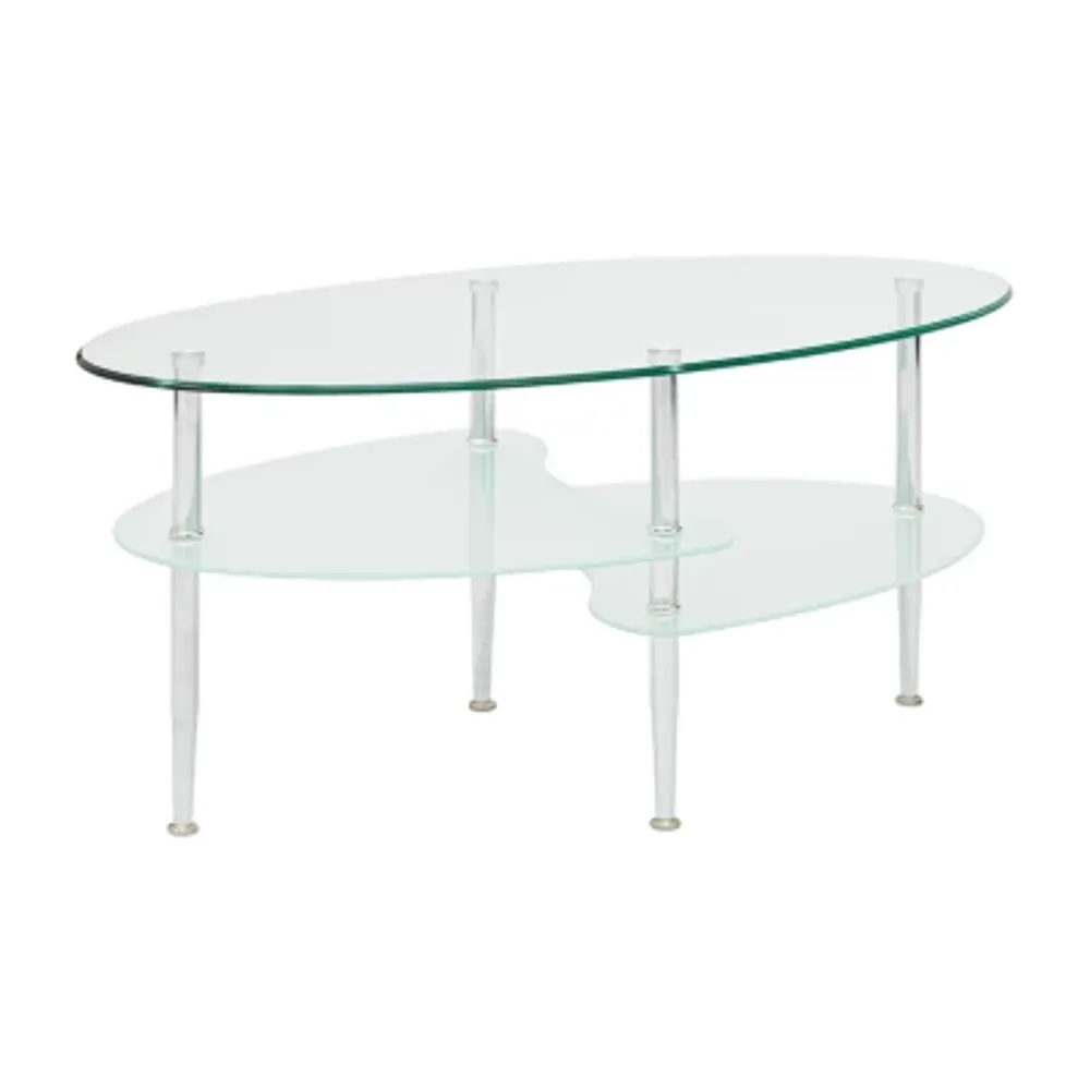 ASSTD NATIONAL BRAND Mid Century Modern Oval Glass Coffee Table ...