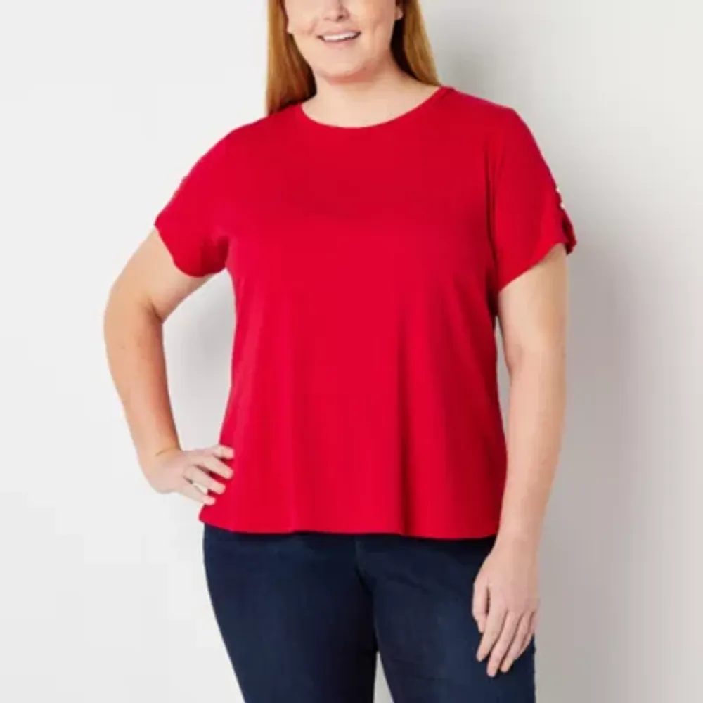 Women's plus size red t clearance shirt