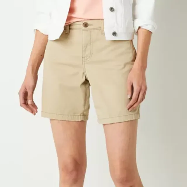 Jcpenney khaki hot sale shorts womens